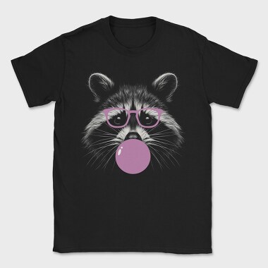 Funny Raccoon With Bubblegum And Glasses, Tricou Barbati (Unisex)