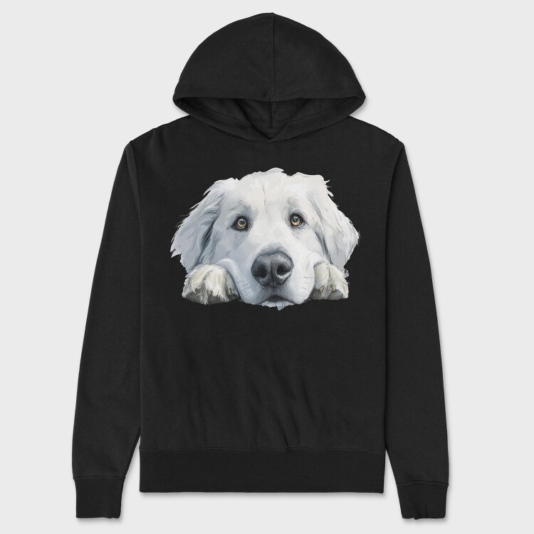 Great Pyrenees Face, Hanorac Oversize Barbati (Unisex)