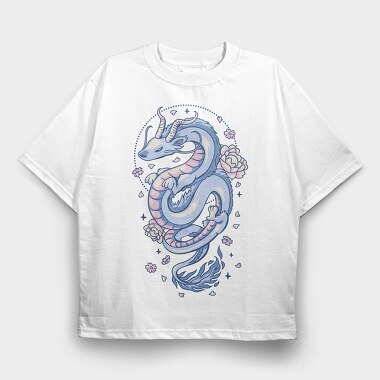Floral Asian Dragon, Tricou Oversize Barbati (Unisex)
