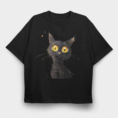 Black Cat Splash, Tricou Oversize Barbati (Unisex)