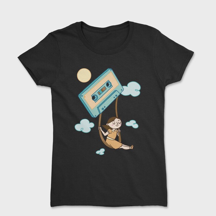 Girl Swinging on a Cassette Tape, Tricou Femei
