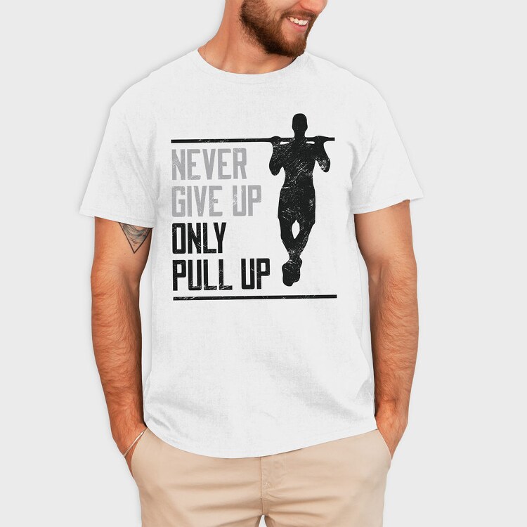 Silhouette Doing Calisthenics Only Pullup, Tricou Barbati (Unisex)