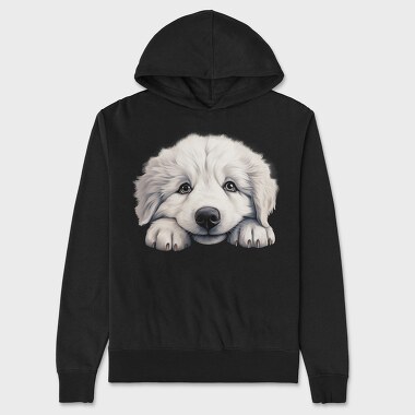 Great Pyrenees Peeking, Hanorac Oversize Barbati (Unisex)
