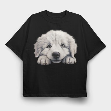 Great Pyrenees Peeking, Tricou Oversize Barbati (Unisex)