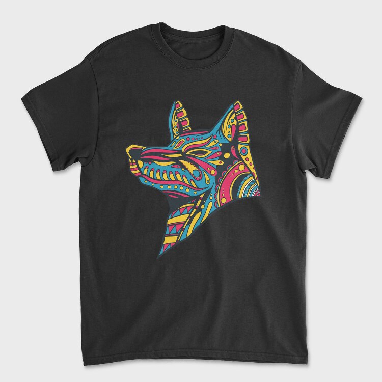 Huichol Colorful Wolf, Tricou Barbati (Unisex)