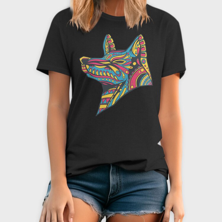 Huichol Colorful Wolf, Tricou Barbati (Unisex)