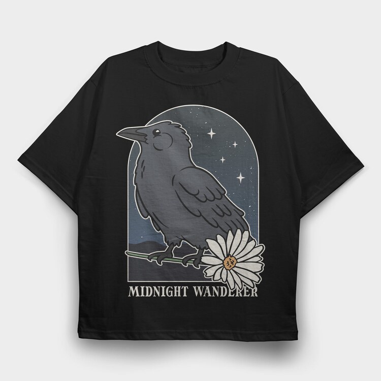 Crow Bird Cute, Tricou Oversize Barbati (Unisex)