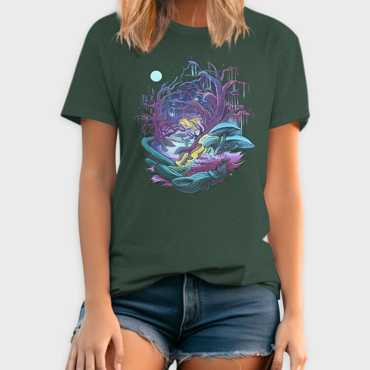 Fantasy Forest Mushroom And Trees, Tricou Barbati (Unisex)