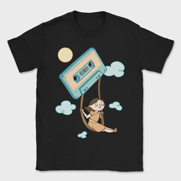Girl Swinging on a Cassette Tape, Tricou Barbati (Unisex)