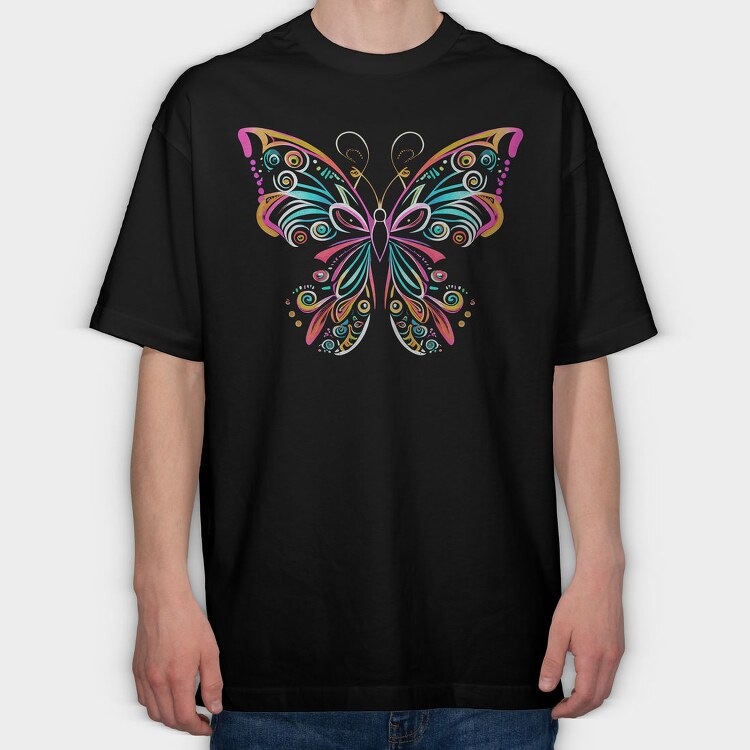 Bright Colored Butterfly Colorful, Tricou Oversize Barbati (Unisex)