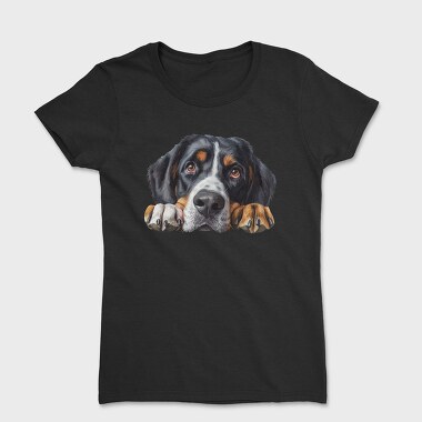 Greater Swiss Mountain Dog Peeking Face, Tricou Femei