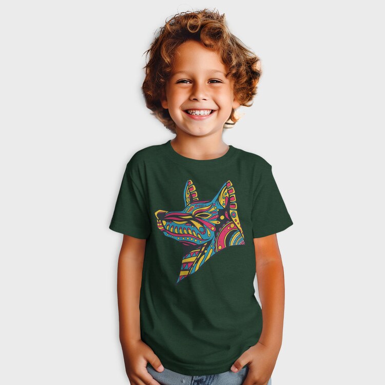 Huichol Colorful Wolf, Tricou Copii