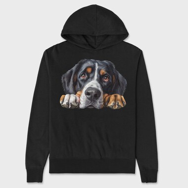 Greater Swiss Mountain Dog Peeking Face, Hanorac Oversize Barbati (Unisex)