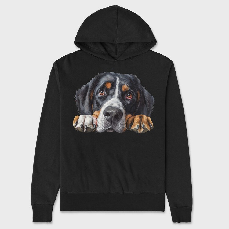 Greater Swiss Mountain Dog Peeking Face, Hanorac Oversize Barbati (Unisex)