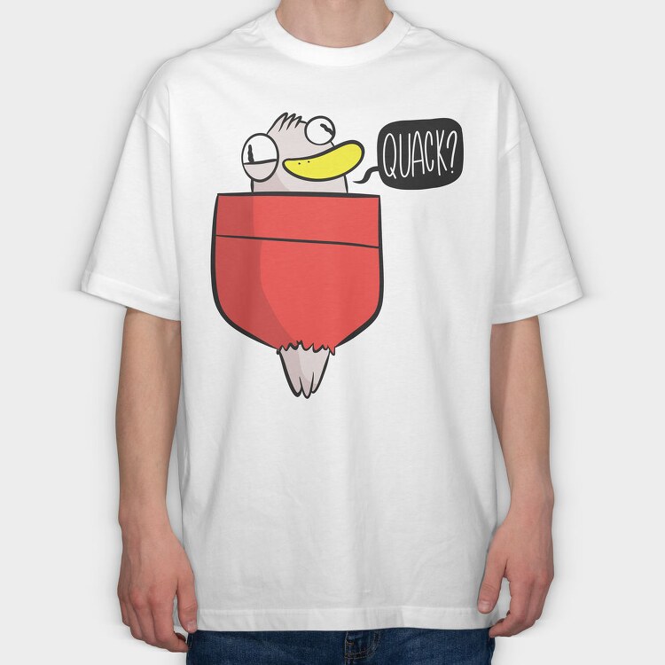 Funny Duck In A Pocket, Tricou Oversize Barbati (Unisex)