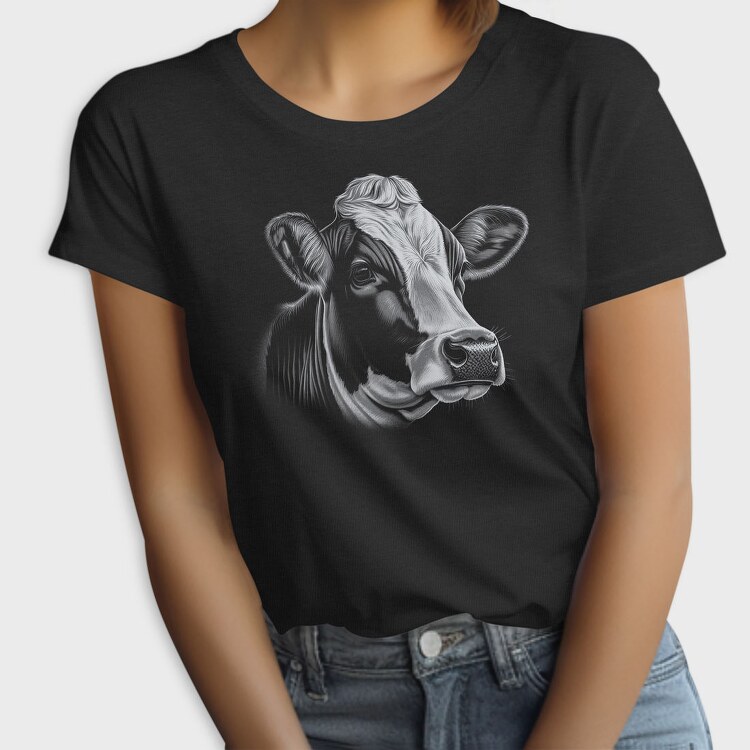 Farm Cow Portrait, Tricou Femei