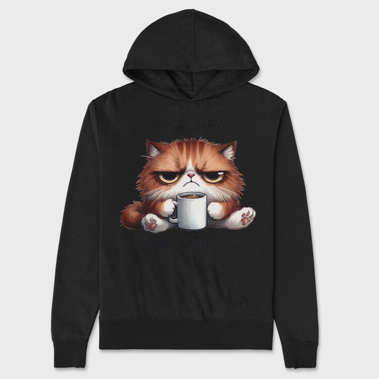 Grumpy Cat Morning, Hanorac Oversize Barbati (Unisex)