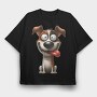 Happy Doggy, Tricou Oversize Barbati (Unisex)