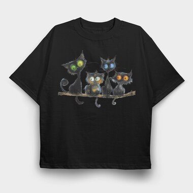 Black Feline Friends, Tricou Oversize Barbati (Unisex)