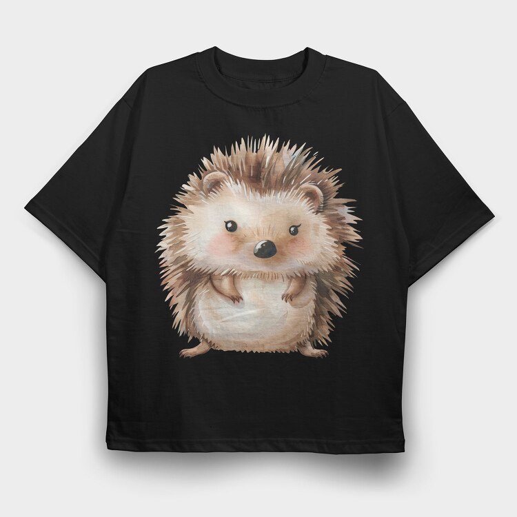 Hedgehog Cute Boho, Tricou Oversize Barbati (Unisex)