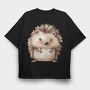 Hedgehog Cute Boho, Tricou Oversize Barbati (Unisex)