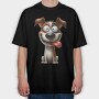 Happy Doggy, Tricou Oversize Barbati (Unisex)