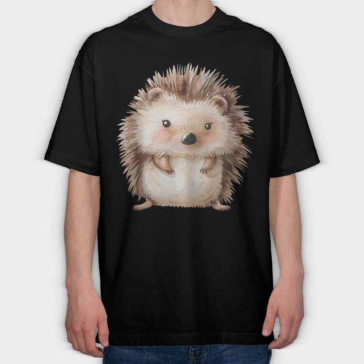 Hedgehog Cute Boho, Tricou Oversize Barbati (Unisex)