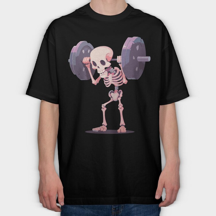 Humorous Weightlifting Skeleton Skelleton Lifting, Tricou Oversize Barbati (Unisex)
