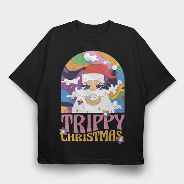 Trippy Christmas Santa, Tricou Oversize Barbati (Unisex)