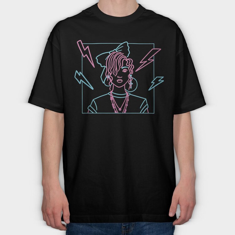 Girl 80 S, Tricou Oversize Barbati (Unisex)