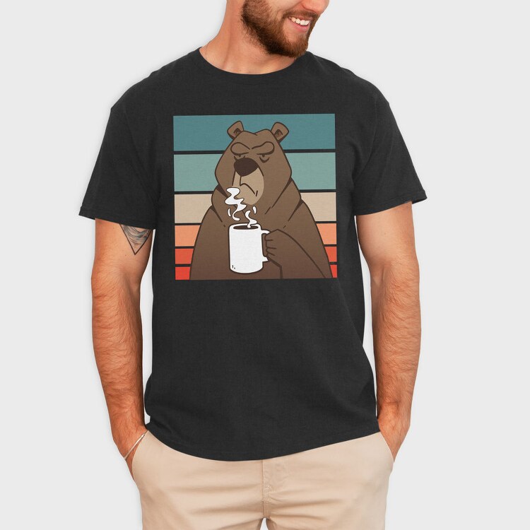 Brown Bear With Coffee Grumpy, Tricou Barbati (Unisex)