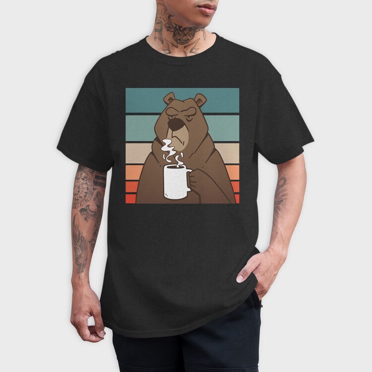 Brown Bear With Coffee Grumpy, Tricou Barbati (Unisex)