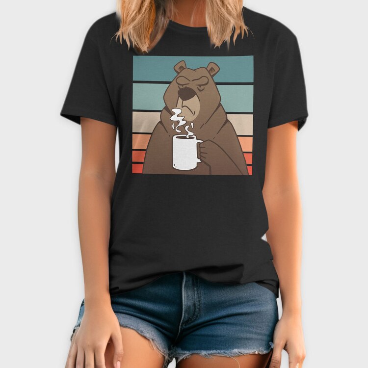 Brown Bear With Coffee Grumpy, Tricou Barbati (Unisex)