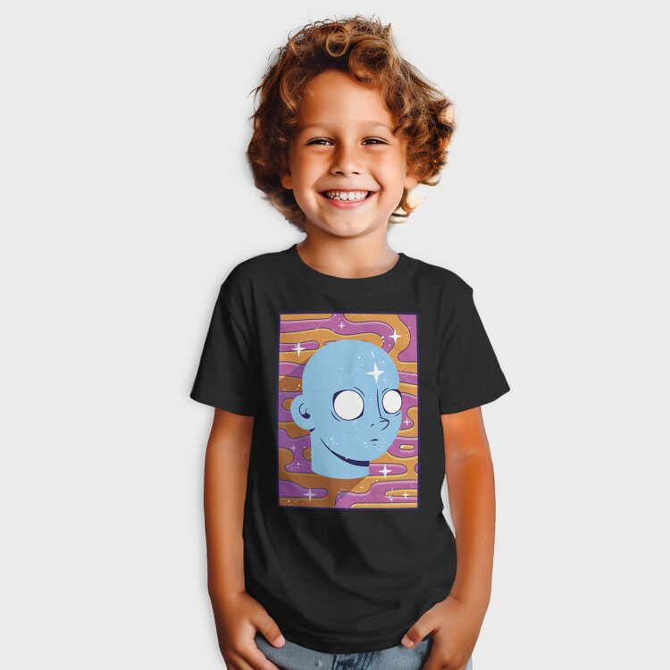 Trippy Face Retro Background, Tricou Copii