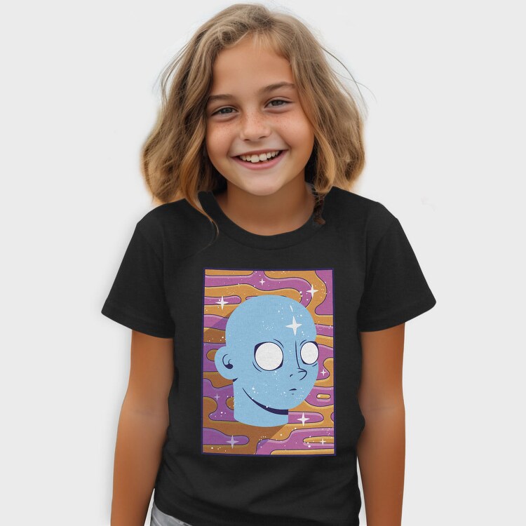Trippy Face Retro Background, Tricou Copii