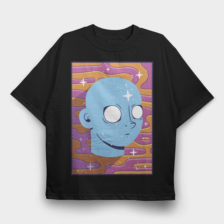 Trippy Face Retro Background, Tricou Oversize Barbati (Unisex)