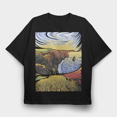 Cliffs Of Moher Landscape Nature, Tricou Oversize Barbati (Unisex)