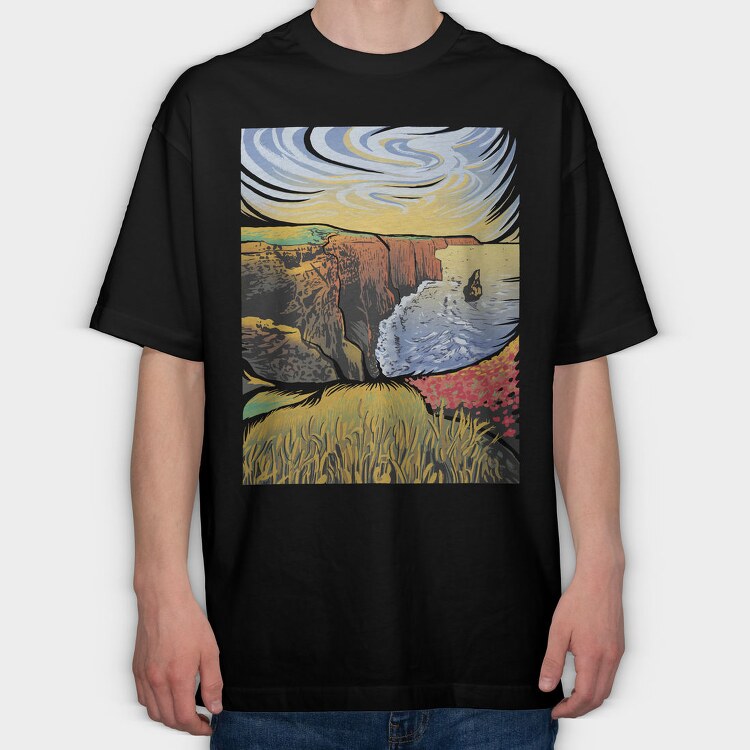 Cliffs Of Moher Landscape Nature, Tricou Oversize Barbati (Unisex)