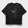 Black Kitten Clipart, Tricou Oversize Barbati (Unisex)