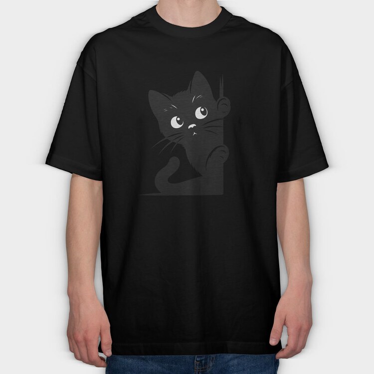 Black Kitten Clipart, Tricou Oversize Barbati (Unisex)