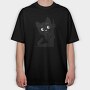 Black Kitten Clipart, Tricou Oversize Barbati (Unisex)