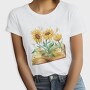 Sunflowers Coming Out Of Book Watercolor, Tricou Femei