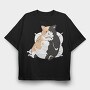 Fat Cat Resting, Tricou Oversize Barbati (Unisex)