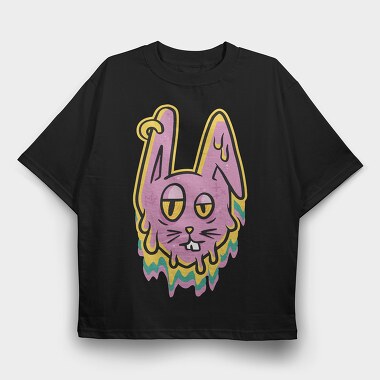 Trippy Melting Bunny, Tricou Oversize Barbati (Unisex)