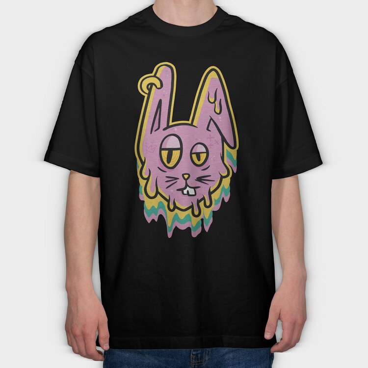 Trippy Melting Bunny, Tricou Oversize Barbati (Unisex)