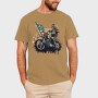 American Flag Skeleton Motocross Motorcycle, Tricou Barbati (Unisex)