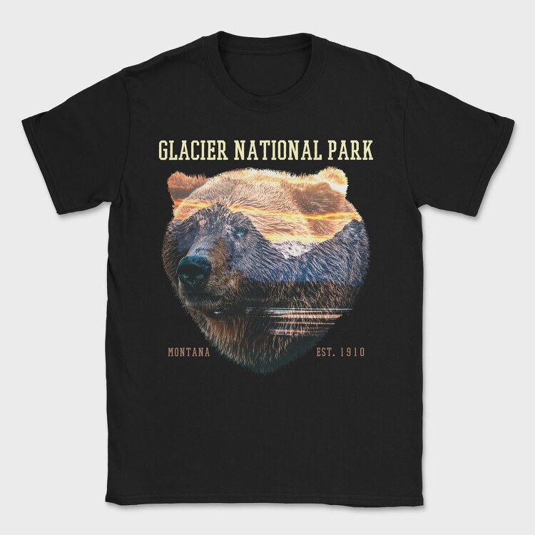 Glacier National Park Bear Lanscape, Tricou Barbati (Unisex)