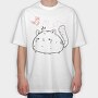 Chubby Cat And Butterfly Sketch, Tricou Oversize Barbati (Unisex)
