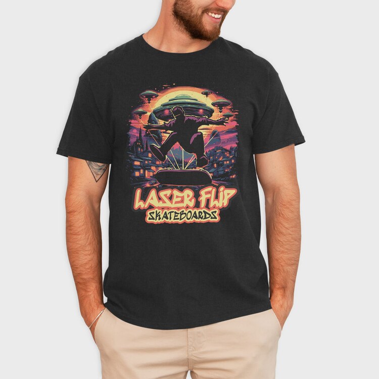 Trippy Skateboard Ufo Laserflip Skate, Tricou Barbati (Unisex)