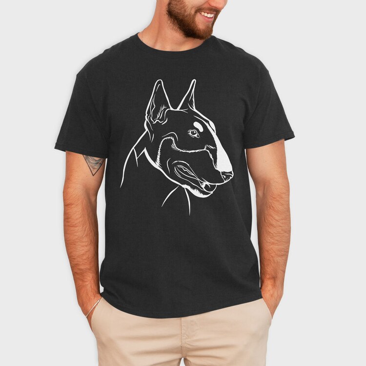 Bull Terrier Chalkboard, Tricou Barbati (Unisex)
